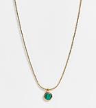 Asos Design 14k Gold Plated Necklace With Malachite Pendant