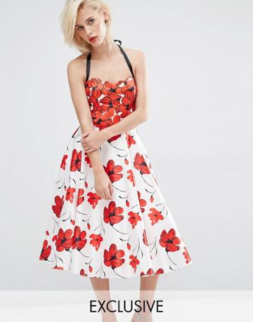 Horrockses Printed Floral Halter Midi Dress
