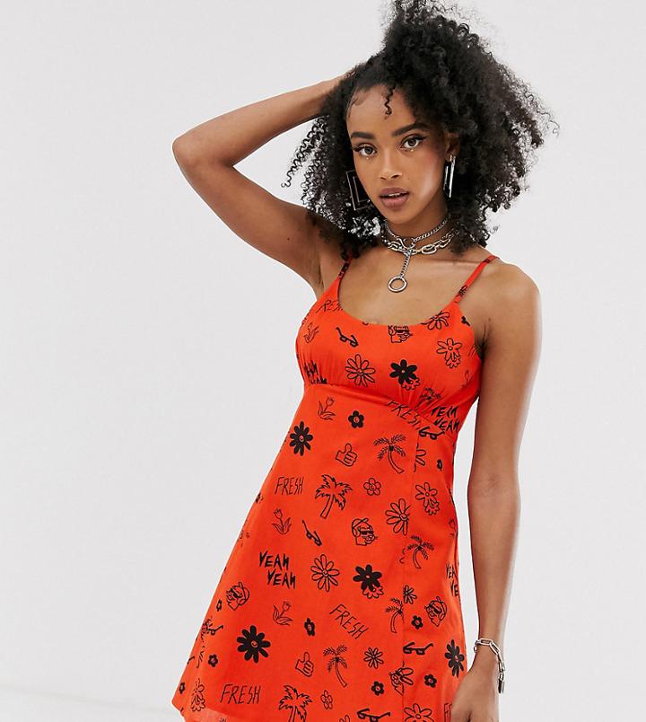 Collusion Printed Mini Cami Dress - Multi
