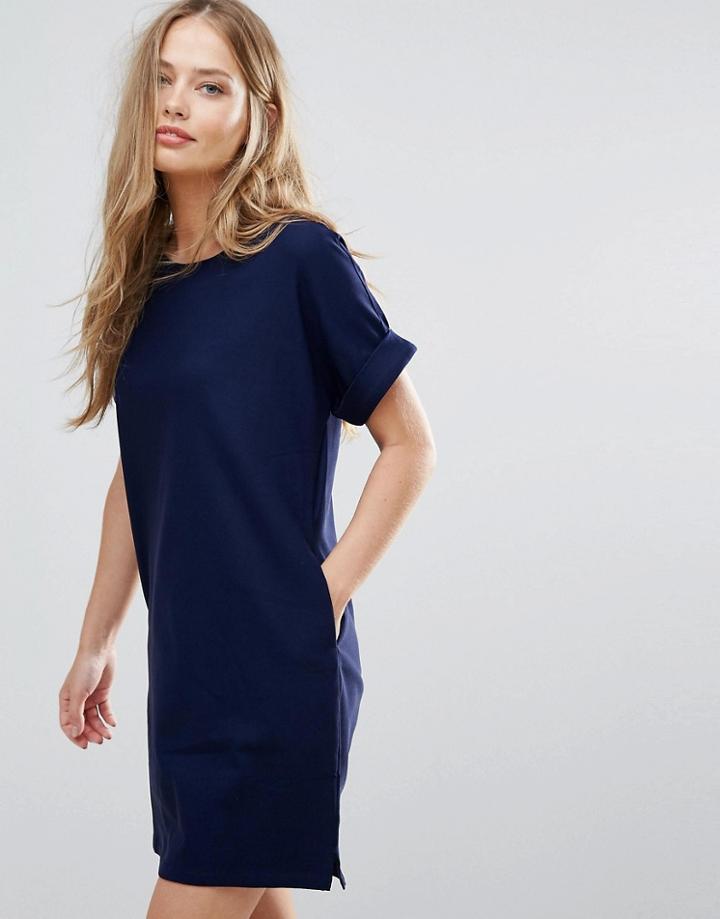 Yumi Textured Shift Dress - Navy