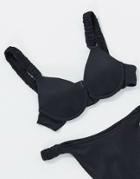 Fashion Union Underwire Ribbed Bikini Top In Black