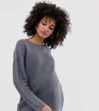 Asos Design Maternity Sweater With Ripple Stitch Detail-gray