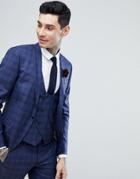 Noose & Monkey Super Skinny Wedding Suit Jacket In Fleck Check - Navy