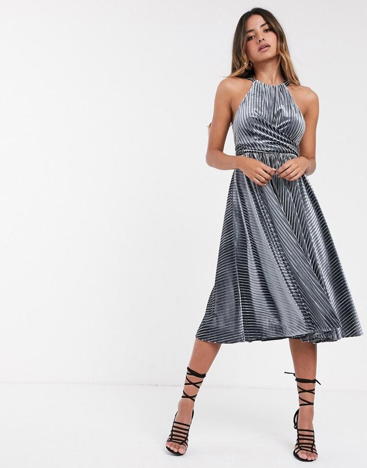 Ted Baker Cyleste Velvet Sleeveless Wrap Dress-blue