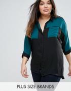 Lovedrobe Contrast Panel Cold Shoulder Shirt - Multi