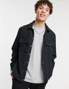 River Island Long Sleeve Shirt With Drawstring Hem In Black
