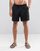 Asos Swim Shorts With Fixed Waistband In Black In Mid Length - Black