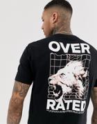 Asos Design Organic Cotton Relaxed T-shirt With Back Lion Print-black