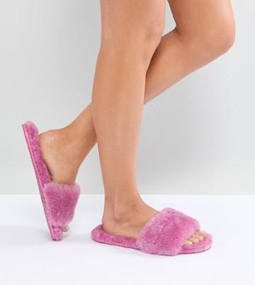 Ozlana Raspberry Sheepskin Fruit Slider Slipper - Pink