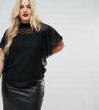 Tfnc Plus Lace Detail Top - Black