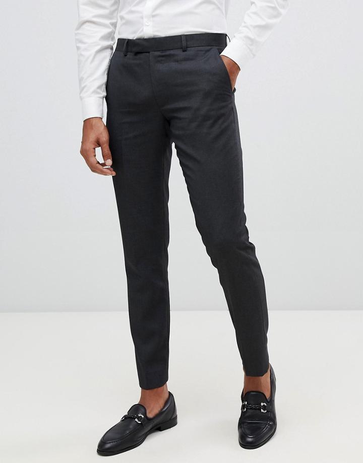 Moss London Skinny Suit Pants In Charcoal - Gray