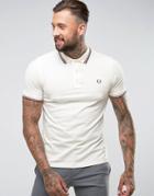 Fred Perry Slim Fit 2 Color Tipped Polo In Cream - Cream