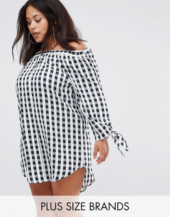 Ax Paris Plus Off The Shoulder Gingham Dress - Multi