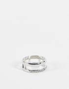 Designb London Curve Ring Stacking Effect With Pave Detail In Silver