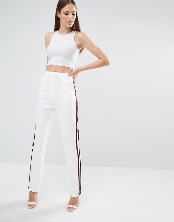 Lavish Alice Stripe Straight Leg Pants - White