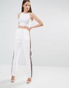 Lavish Alice Stripe Straight Leg Pants - White
