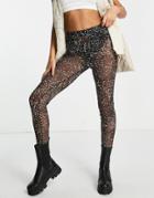 Noisy May Mesh Leggings In Leopard Print-multi