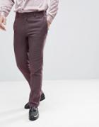 Asos Wedding Skinny Suit Pants In Damson Micro Texture - Purple