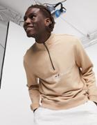 Parlez Jetty Half-zip Embroidered Sweat In Tan-brown