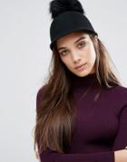 Aldo Riding Hat With Detatchable Faux Fur Pom - Black