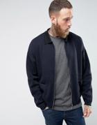 Asos Knitted Jacket With Contrast Collar In Navy - Navy