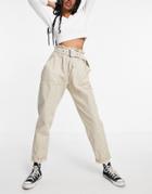 New Look Utility Paperbag Pants In Stone-white