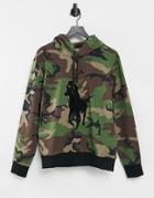 Polo Ralph Lauren Large Player Logo Camo Print Hoodie In Surplus Camo-green