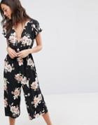 New Look Vintage Floral Culotte Jumpsuit - Black