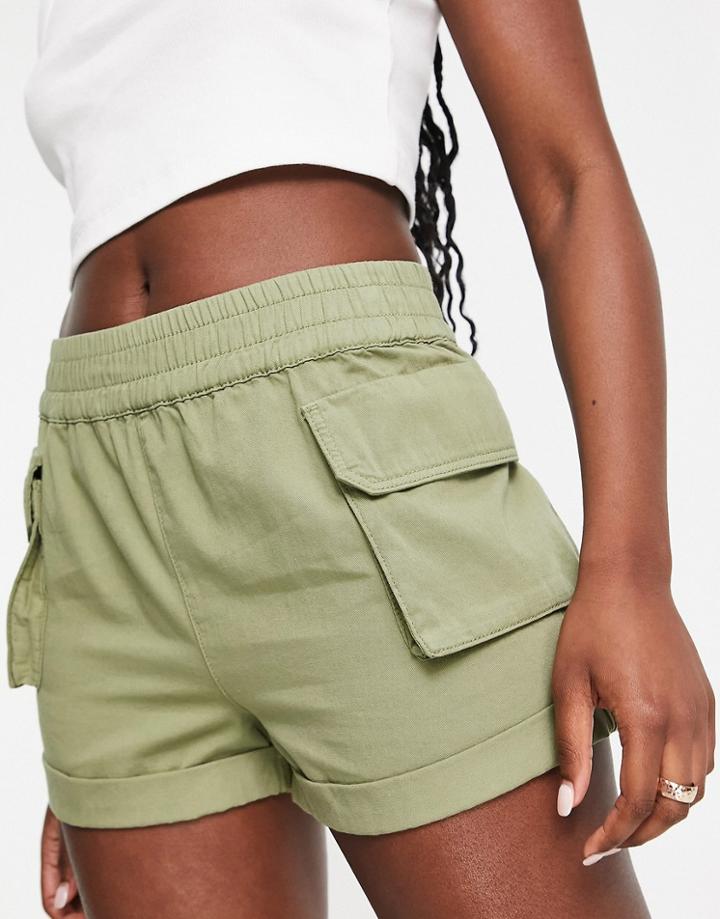 Miss Selfridge Cargo Pocket Short In Khaki-green