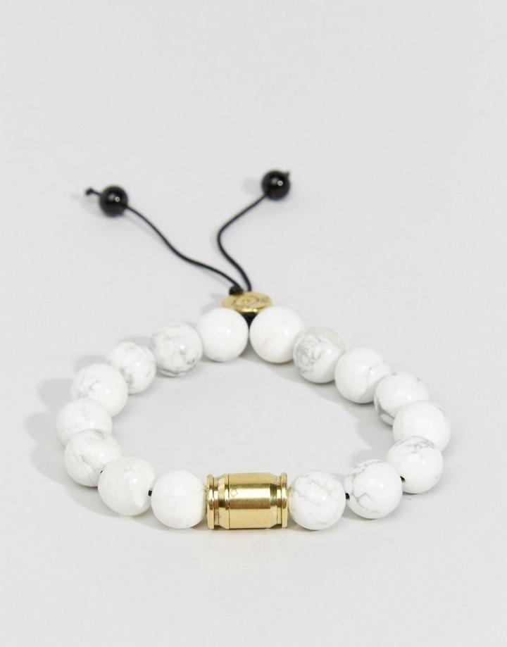 Lovebullets Snowflake Tube Beaded Bracelet In Semi Precious Stone - White