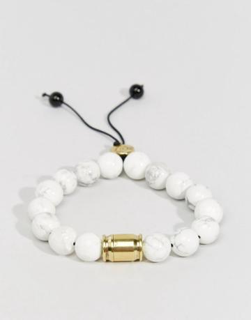 Lovebullets Snowflake Tube Beaded Bracelet In Semi Precious Stone - White
