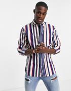 Gant Printed Stripe Shirt Buttondown Regular Fit In Eggshell White
