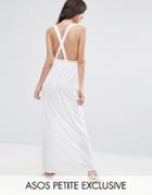 Asos Petite Cross Back Jersey Maxi Beach Dress - White