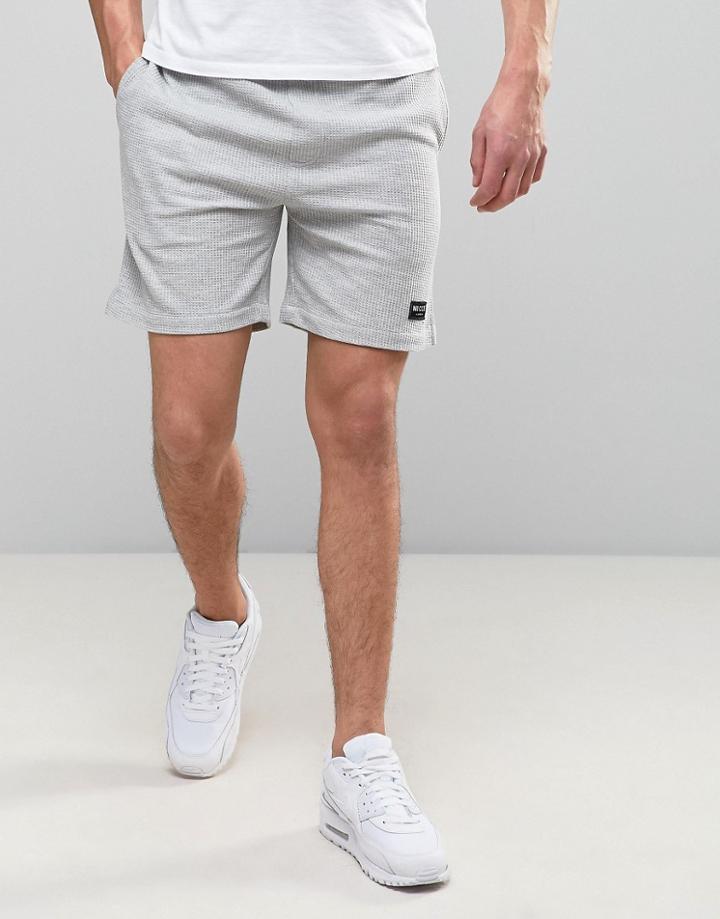 Nicce London Waffle Shorts In Gray - Gray