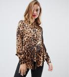 Boohoo Petite Leopard Shirt In Multi - Multi