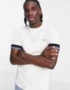 Fred Perry Stripe Cuff T-shirt In White