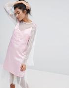 Lazy Oaf Dream On Satin Cami Dress - Pink