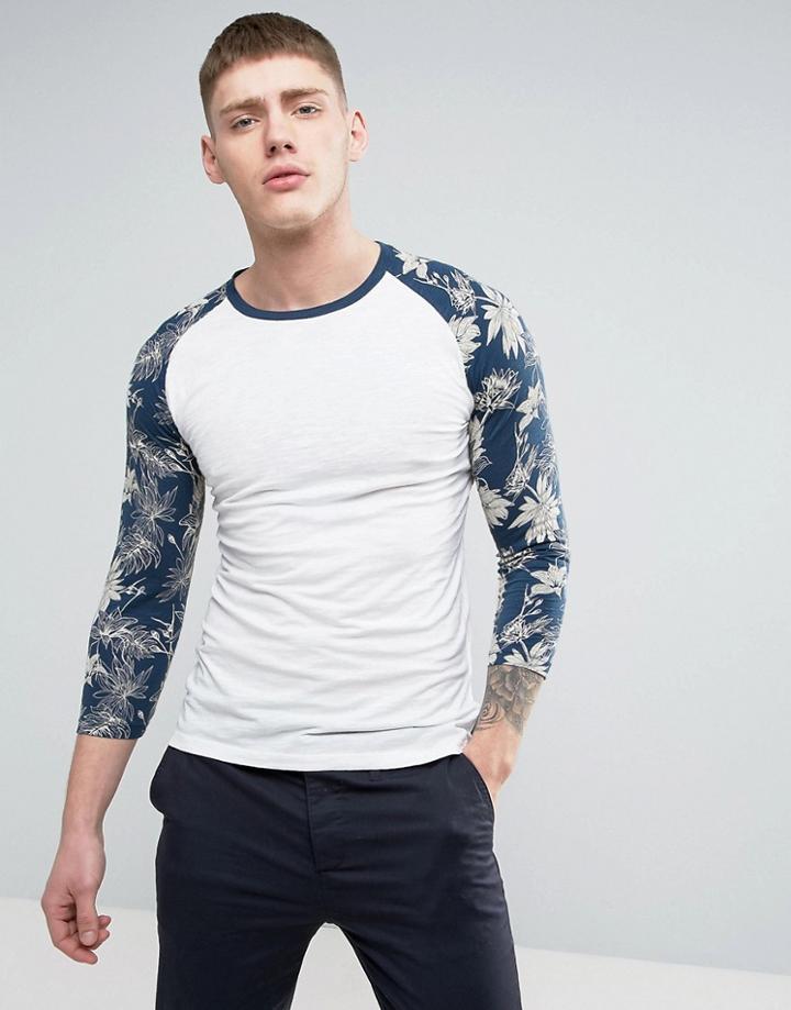 Jack & Jones Contrast Sleeve Raglan Top - White