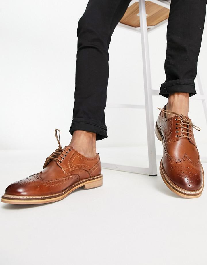 Topman Lace Up Brogue In Tan-brown