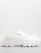 Asos Design Chunky Loafers In White Faux Leather