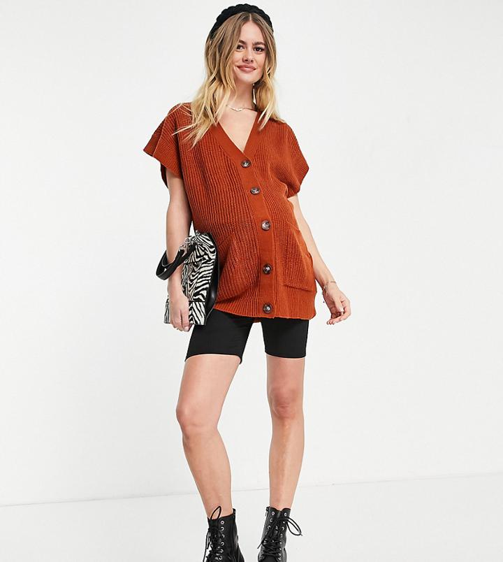 Missguided Maternity Sleeveless Knitted Vest In Rust-copper