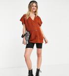 Missguided Maternity Sleeveless Knitted Vest In Rust-copper