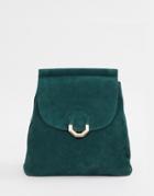 Asos Design Suede Backpack With Hexagonal Ring Detail - Green
