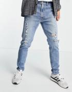 Abercrombie & Fitch 90s Slim Fit Distressed Jeans In Light Destroy-blues