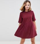 Asos Petite Mini Ultimate Cotton Smock Dress - Red