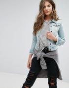 Brave Soul Bloom Denim Jacket - Blue