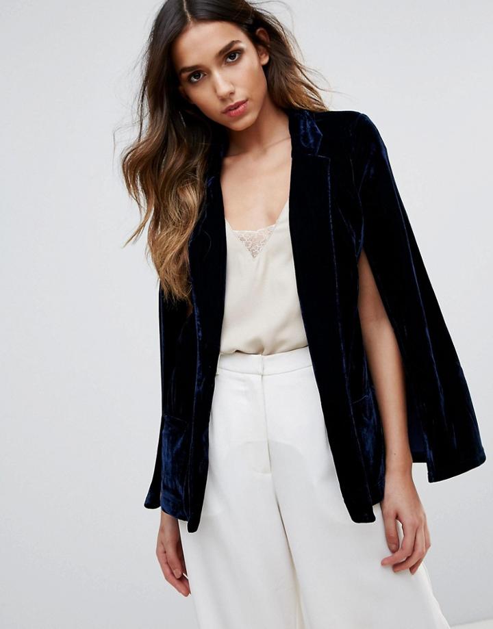 Rare Velvet Cape Sleeve Jacket - Navy