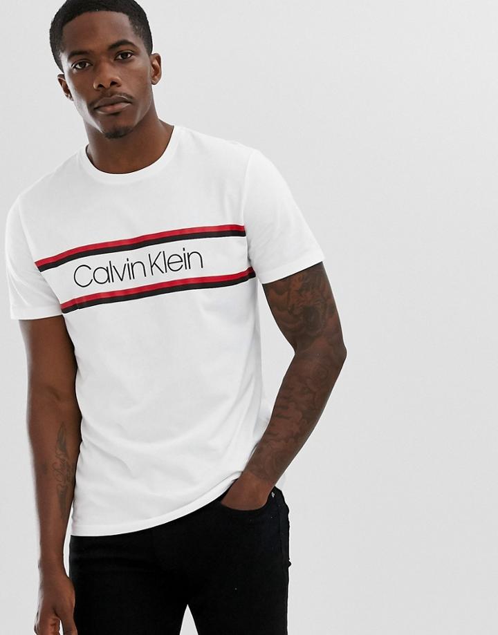 Calvin Klein Double Stripe T-shirt In White