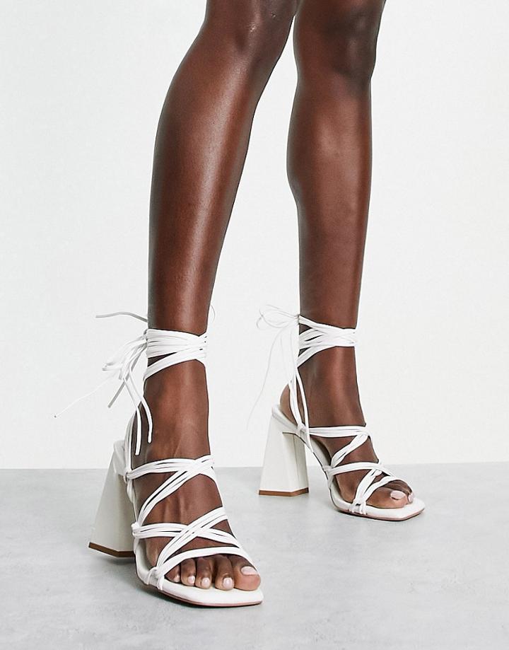 Simmi London Paris Heeled Sandals With Ankle Ties In White