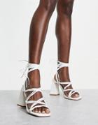 Simmi London Paris Heeled Sandals With Ankle Ties In White